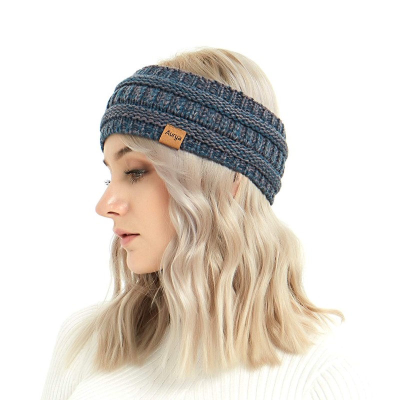 Cold Weather Headbands Winter Warm Cable Knit headband Head Wrap Ear Warmer for Women(Teal Blue/Grape Mix) - Teal Blue/Grape ...