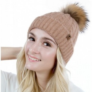 Skullies & Beanies Cute Beanie Hats for Womens Pom Pom Hat Knit Hat Thermal Ski Hat - Black Pink(2pcs) - C3192M78Y5Z $17.55