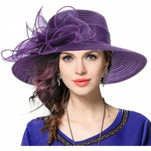 Sun Hats Kentucky Derby Dress Church Cloche Hat Sweet Cute Floral Bucket Hat - Leaf-purple - CF18NTKROS3 $48.56