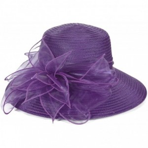 Sun Hats Kentucky Derby Dress Church Cloche Hat Sweet Cute Floral Bucket Hat - Leaf-purple - CF18NTKROS3 $48.56