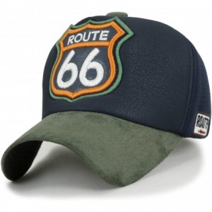 Baseball Caps Route 66 Embroidery Patch Mesh Baseball Cap Premium Limited Edition - Green - C218R5TT8DQ $55.19