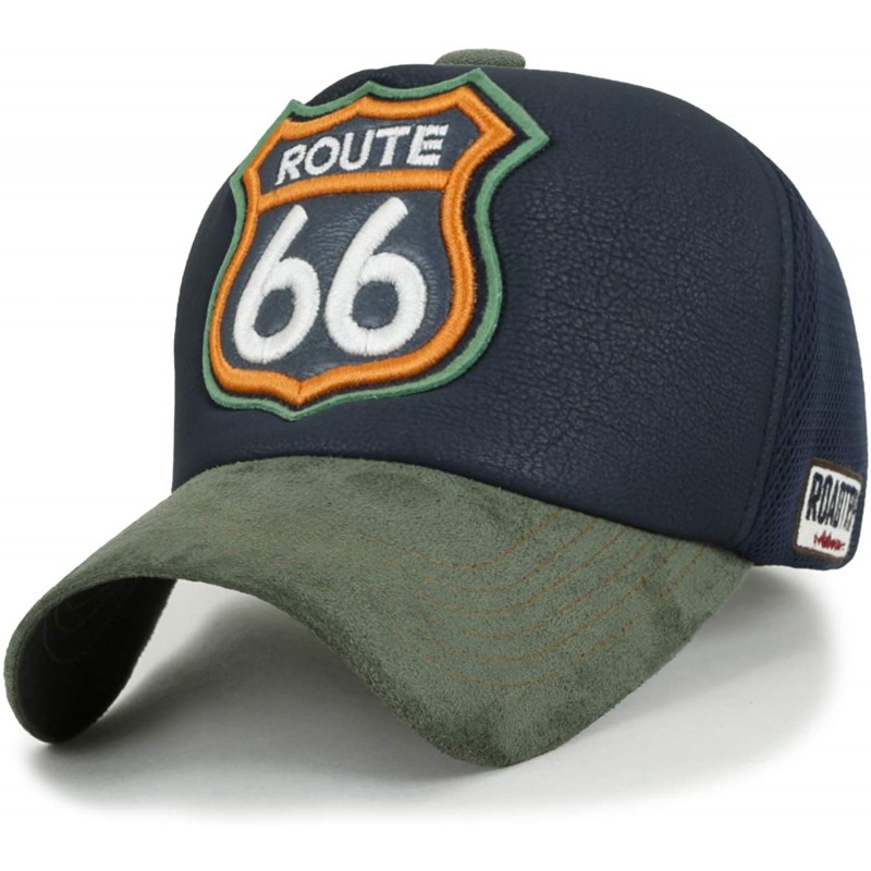 Baseball Caps Route 66 Embroidery Patch Mesh Baseball Cap Premium Limited Edition - Green - C218R5TT8DQ $48.21