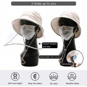 Newsboy Caps Womens UPF50+ Linen/Cotton Summer Sunhat Bucket Packable Hats w/Chin Cord - 69027_beige(with Face Shield) - CG19...