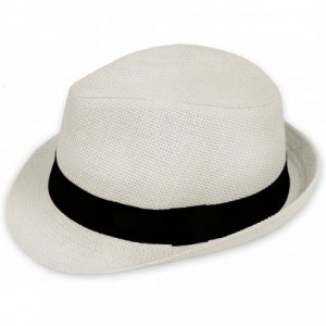 Fedoras Men/Women Straw Fedora Hat - White - CT12EBOOE9Z $33.18