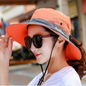 Sun Hats Outdoor UPF 50+ UV Sun Protection Waterproof Breathable Wide Brim Bucket Sun Hat for Men/Women - Orange - CD18NZDGRH...