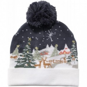 Skullies & Beanies Cozy Winter Christmas Theme Hat - Reindeer Village - C518ESO3T4R $30.15