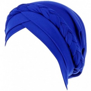 Skullies & Beanies Hijab Braid Silky Turban Hats for Women Cancer Chemo Beanies Cap Headwrap Headwear - Blue - C918R7WD8Z7 $2...