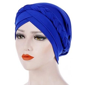 Skullies & Beanies Hijab Braid Silky Turban Hats for Women Cancer Chemo Beanies Cap Headwrap Headwear - Blue - C918R7WD8Z7 $2...