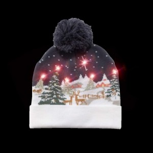 Skullies & Beanies Cozy Winter Christmas Theme Hat - Reindeer Village - C518ESO3T4R $27.97
