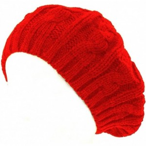 Berets Cable Fashion Knit Beret (2 Pack) - Red - C711BXWGLBX $27.68