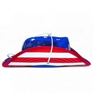 Sun Hats Mesh USA Boonie Sun Hat (Wide Brim) - Red- White and Blue- Sun Protection - Bucket Hat - Blue/Red - CN18EOKNWYS $63.05