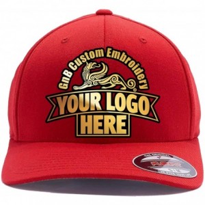 Visors Custom Hat 6277 and 6477 Flexfit caps Embroidered. Place Your Own Logo or Design - Red - CG1896E2M59 $67.69