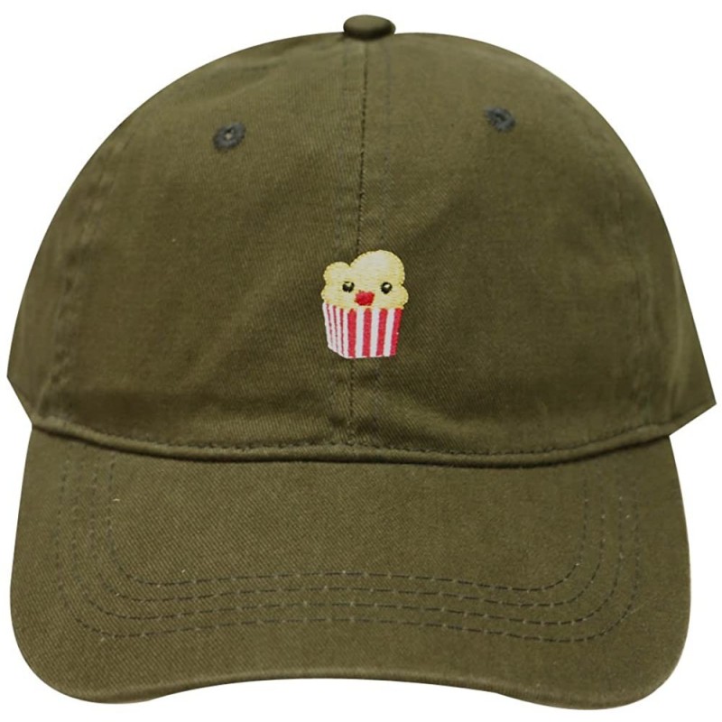 Baseball Caps Cute Popcorn Cotton Baseball Dad Cap - Olive - C0182HARHD2 $23.45