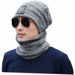 Skullies & Beanies Mens Warm Knit Outdoors Ski Thick Hat/Cap Set for Winter - Smoky Gray - C0187OY8TKI $65.46