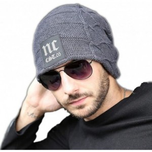 Skullies & Beanies Mens Warm Knit Outdoors Ski Thick Hat/Cap Set for Winter - Smoky Gray - C0187OY8TKI $57.93