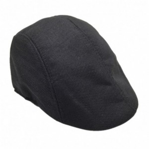 Newsboy Caps Flat Gatsby Hat for Men-Flat Ivy Newsboy Driving Hat Cap Breathable Beret Flat Cap (Black) - Black - C618E63IH2O...