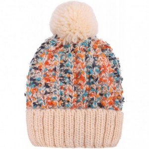 Skullies & Beanies Winter Wonderland Splash Patterned Thick Knit Fleece Lined Snow Beanie Hats - 7969_beige - CV1888KUL94 $21.08