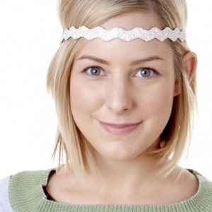 Headbands 5pk Women's Adjustable NO SLIP Wave Bling Glitter Headband Multi Gift Pack (Silver/Navy/L. Pink/Black/White) - C011...