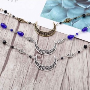 Headbands Boho Crescent Moon Head Chain Vintage Crystal Headpieces Hair Acessories for Women and Girls - Silver-2 - CL18Q9L0G...
