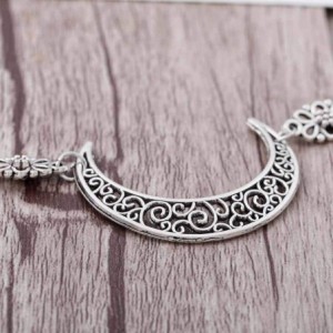 Headbands Boho Crescent Moon Head Chain Vintage Crystal Headpieces Hair Acessories for Women and Girls - Silver-2 - CL18Q9L0G...