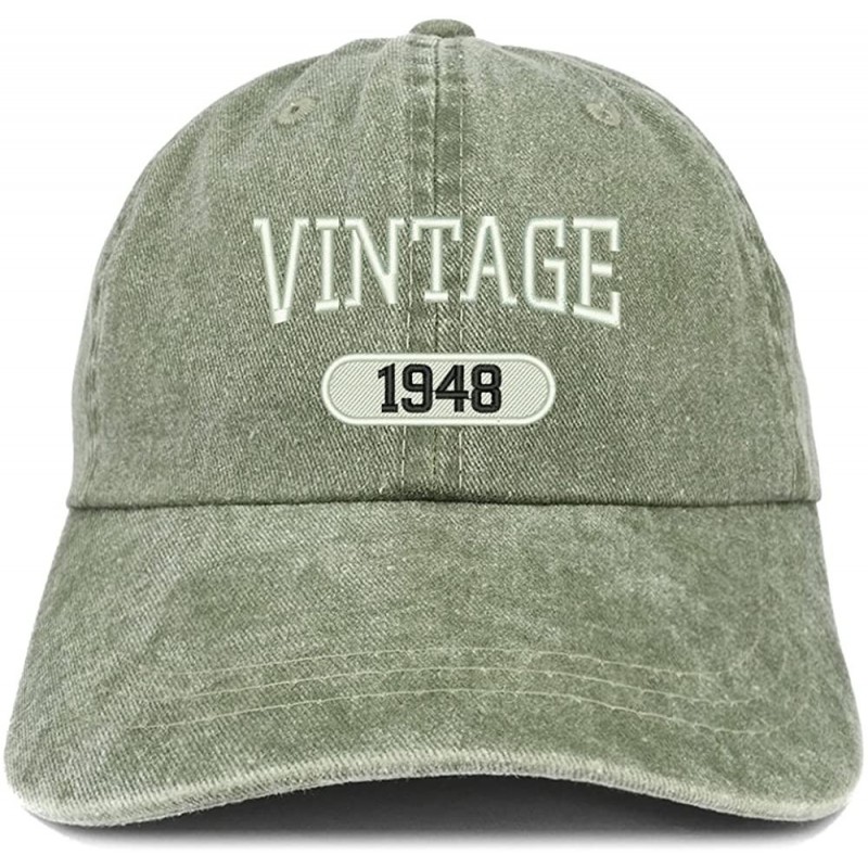 Baseball Caps Vintage 1948 Embroidered 72nd Birthday Soft Crown Washed Cotton Cap - Olive - CP180WENWQ7 $35.11