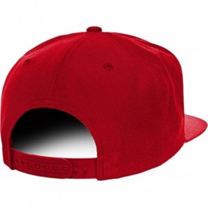 Baseball Caps Wolf Embroidered Flat Bill Snapback Ball Cap - Red - CH12GZC253N $41.00