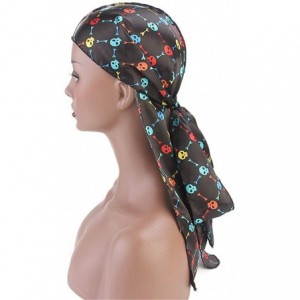 Skullies & Beanies Print Silky Durags Turban Silk Du Rag Waves Caps Headwear Do Doo Rag for Women Men - Tjm-05k-4 - CH197W3AT...
