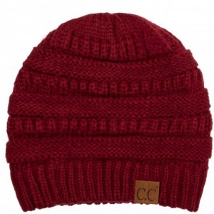 Skullies & Beanies Women's Thick Soft Knit Beanie Cap Hat - Burgundy - CN192M5W5X9 $19.55