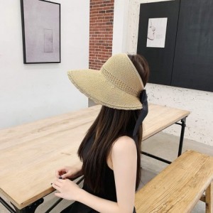 Sun Hats Sun Hats for Women with UV Protection- Wide Brim Large Sun Visor Hats- Foldable Sun Hats with Ponytail - Brown - CW1...
