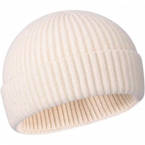 Skullies & Beanies Wool Winter Knit Cuff Short Fisherman Beanie Hats for Men Women - Beige - CO1943L44L2 $19.14