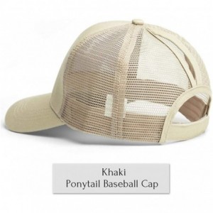 Baseball Caps Solid Ponytail Hat Baseball Cap Cotton Mesh High Bun Pony Cap Women - Navy_and_khaki_2pcs - CZ18QOCRK92 $27.43