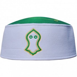 Skullies & Beanies Exclusive Green White Golden Embroidered Sandal Kufi Crown Cap - CR17YHXMT8Z $42.48