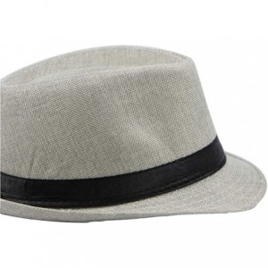 Fedoras Classic Jazz Hat Men's Breathable Linen-Fedora Hat & Stylish Hat Band Casual Jazz Cap (10 Color) - C - CV192TX9IYX $1...