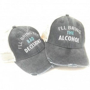 Baseball Caps I'll Bring The Bad Decision/Alcohol Trucker Baseball Hats Set of 2 Black - CB186STLLSM $68.65