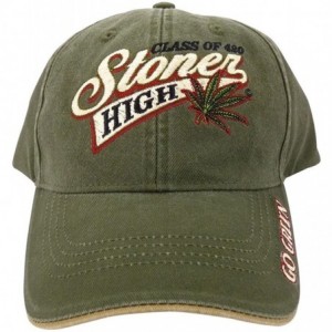 Baseball Caps Class of 420 Stoner High Marijuana Leaf Baseball Cap Hat Weed MJ Ganja Earthy - Green - C0128VQWIGP $40.58
