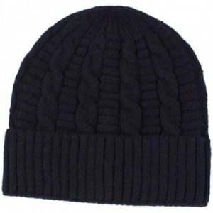 Skullies & Beanies Unisex Men's Warm Winter Hats Cable Knit Cuff Beanie Skull Watch Cap - Black - C718Z8K08RN $18.63