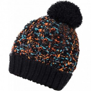 Skullies & Beanies Winter Wonderland Splash Patterned Thick Knit Fleece Lined Snow Beanie Hats - 7969_black - CG1888KMM9L $22.16