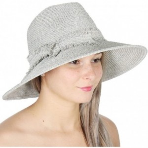 Sun Hats Beach Sun Hats for Women Large Sized Paper Straw Wide Brim Summer Panama Fedora - Sun Protection - Knot Grey - CS18E...