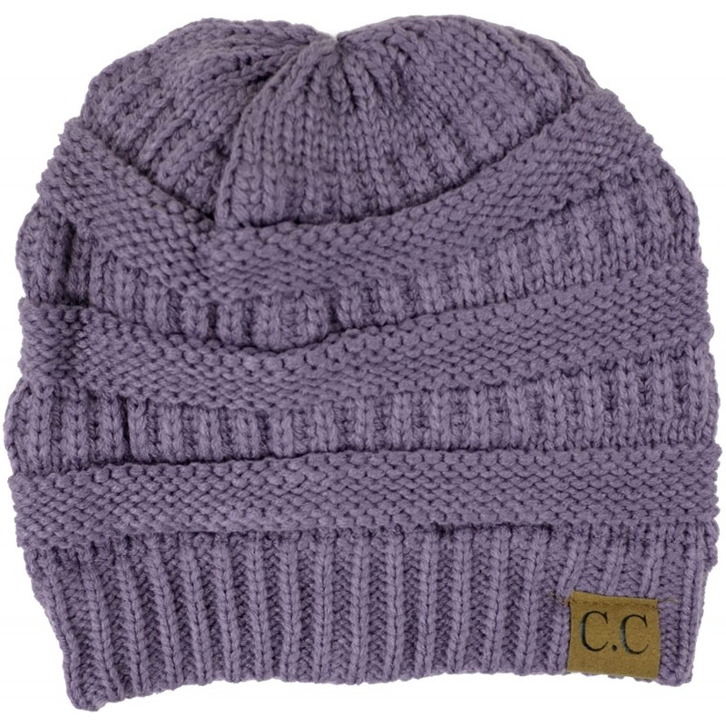 Skullies & Beanies Soft Stretch Chunky Cable Knit Slouchy Beanie Hat - Violet - C412O25ENWY $22.53