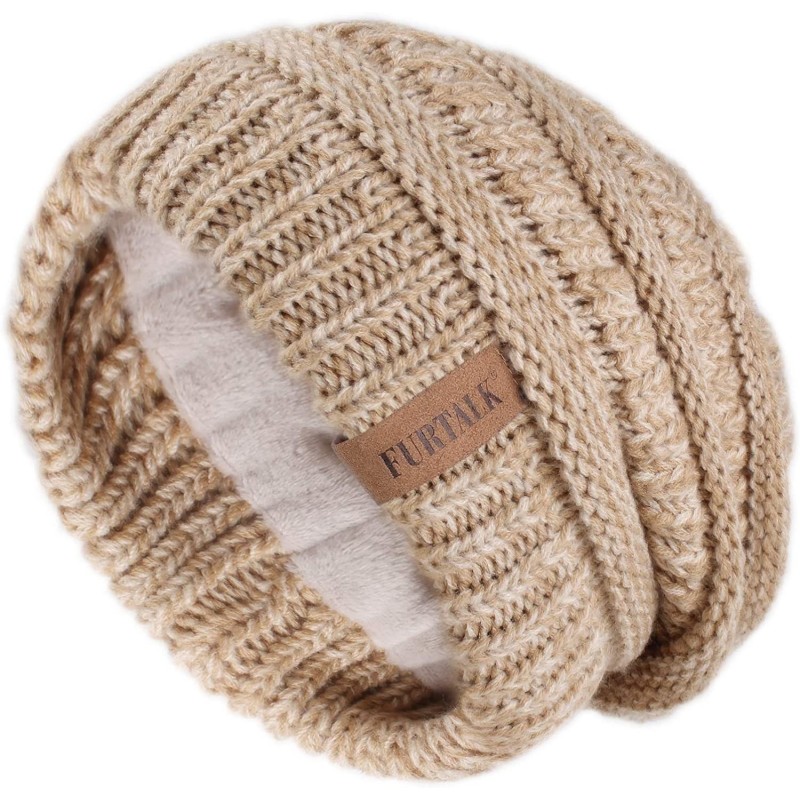 Winter Beanie for Women Fleece Lined Warm Knit Skull Slouch Beanie Hat ...