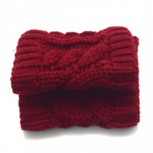 Cold Weather Headbands Women Crochet Headband Knit Flower Hairband Ear Warmer Winter Headwrap (Red) - Red - C518AR7M6EW $19.47