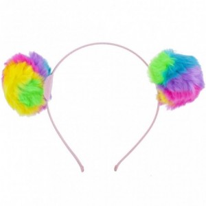 Headbands Multicolor Tie Dye Fuzzy Pom Pom Ball Cat Ear Headband Set (3pc) - CB18503G07Q $18.72