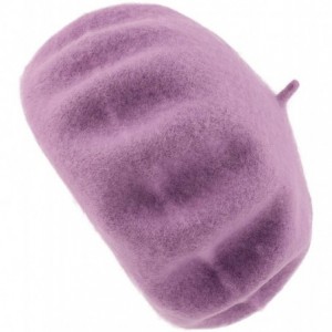 Berets Womens Classic Solid Color Knitted Wool French Beret - Lavender - CL187MA09TS $18.79