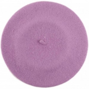 Berets Womens Classic Solid Color Knitted Wool French Beret - Lavender - CL187MA09TS $18.79