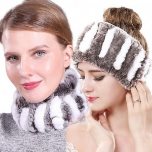 Cold Weather Headbands Women's Fashion Winter Soft Rabbit Fur Neck Warmer Headband Circle Infinity Scarf Windproof - CU18HO76...