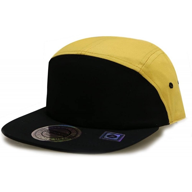 Baseball Caps Baseball 5 Panel Biker Hat - 145 Black/Gold - C0126HG4CM9 $18.60