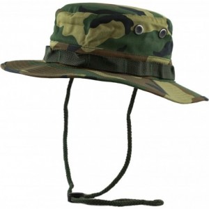 Sun Hats Premium Quality Military Boonie Hat - Woodland Camoflauge - CW12CQP6JC1 $27.10