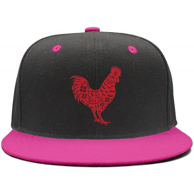 Baseball Caps Animal Rooster Papercut Unisex Hip-Hop Caps Vintage Snapbacks - Rose Red - C618D6TNTI7 $24.44