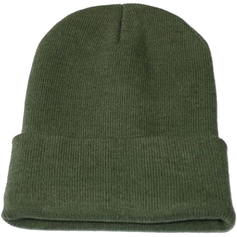 Skullies & Beanies Neutral Winter Fluorescent Knitted hat Knitting Skull Cap - Armygreen - CS187W68UK6 $18.45