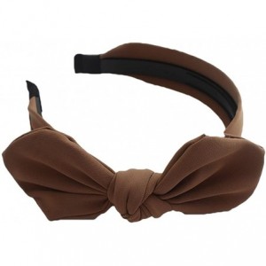 Headbands Womens Solid Bow Tie Hair Band Headbands with Teeth - Coffee - CW18GD67AY9 $19.70